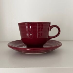 Fiesta Dishes FiestaWare Cinnabar Teacup Saucer Set - RETIRED Homer Laughlin Co